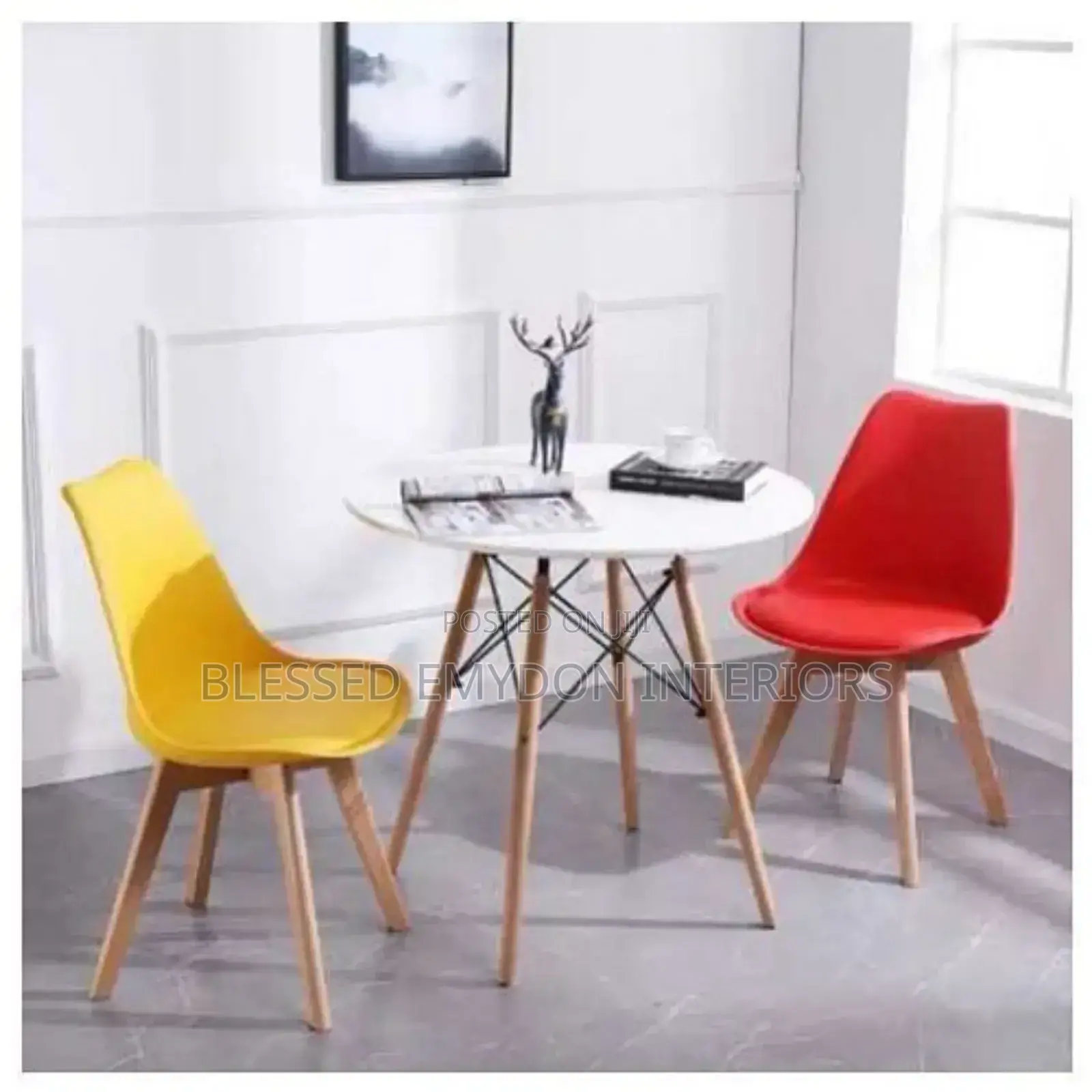 Round Beechwood Dining Table + 2 Sitting Chairs