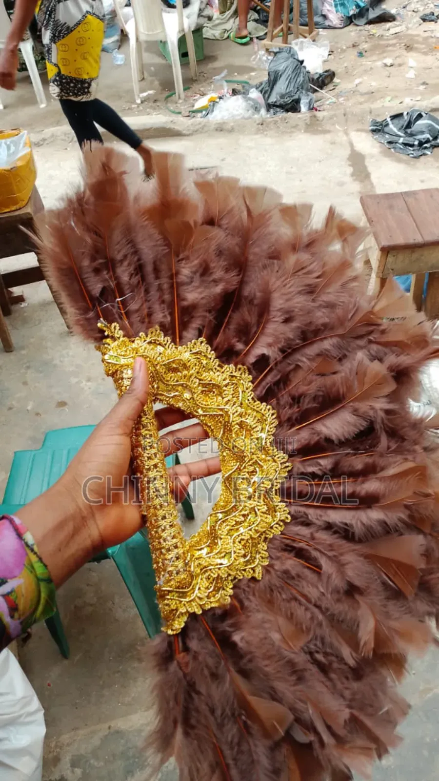 Brown Feather Hand Fan