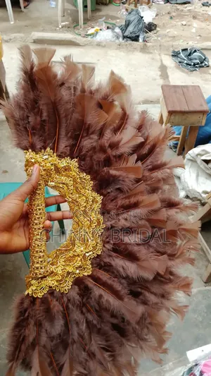 Brown Feather Hand Fan