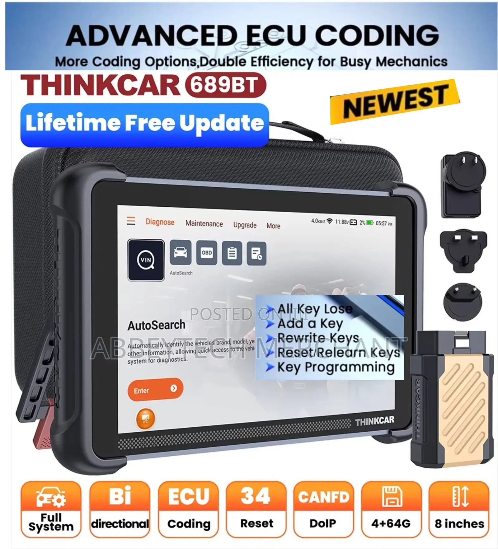 Thinkscan 689bt Car Scanner Full System+Reset+Key+Ecu Coding