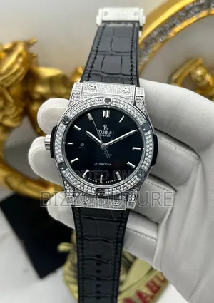 Original Hublot Black Leather Strap Watch Is Available.