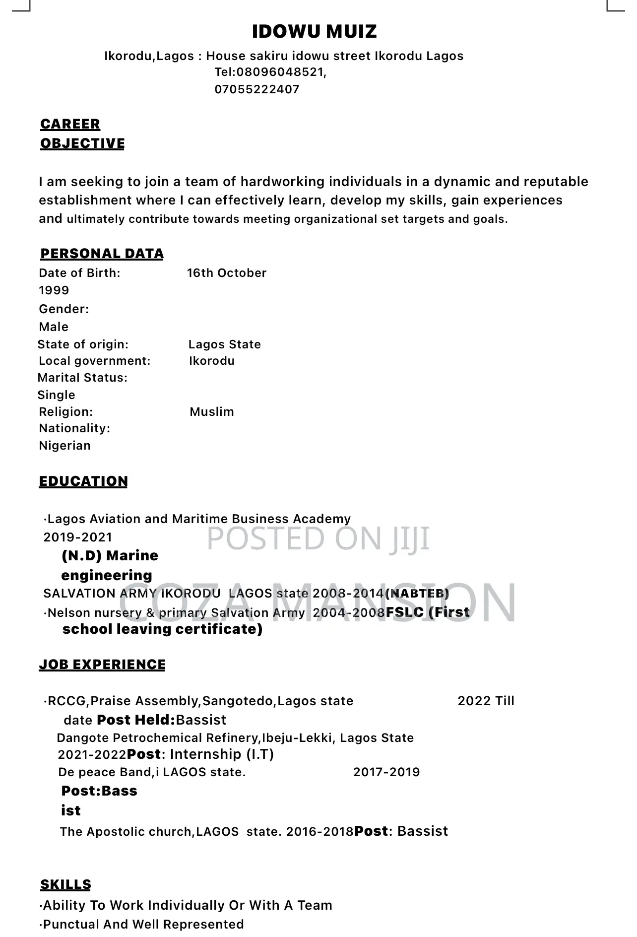 Hotel General Supervisor