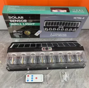 Solar Rechargeable Outdoor Wall Light With 8 Bulbs Remote