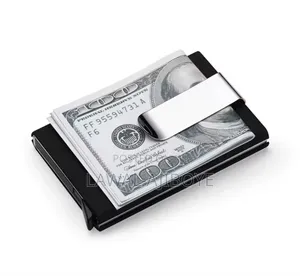 1 PCS Leather Stainless Steel Clip Aluminium Wallet Bank