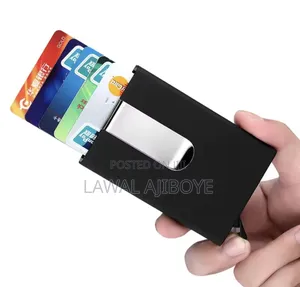 1 PCS Leather Stainless Steel Clip Aluminium Wallet Bank
