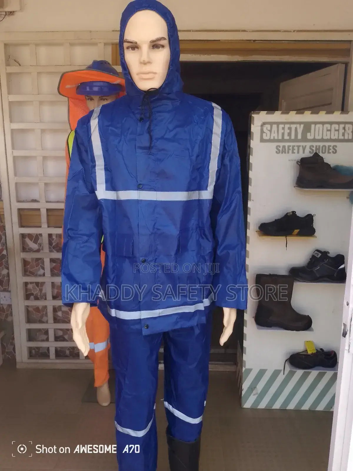 Polyester Raincoat Jacket And Pant With Reflector