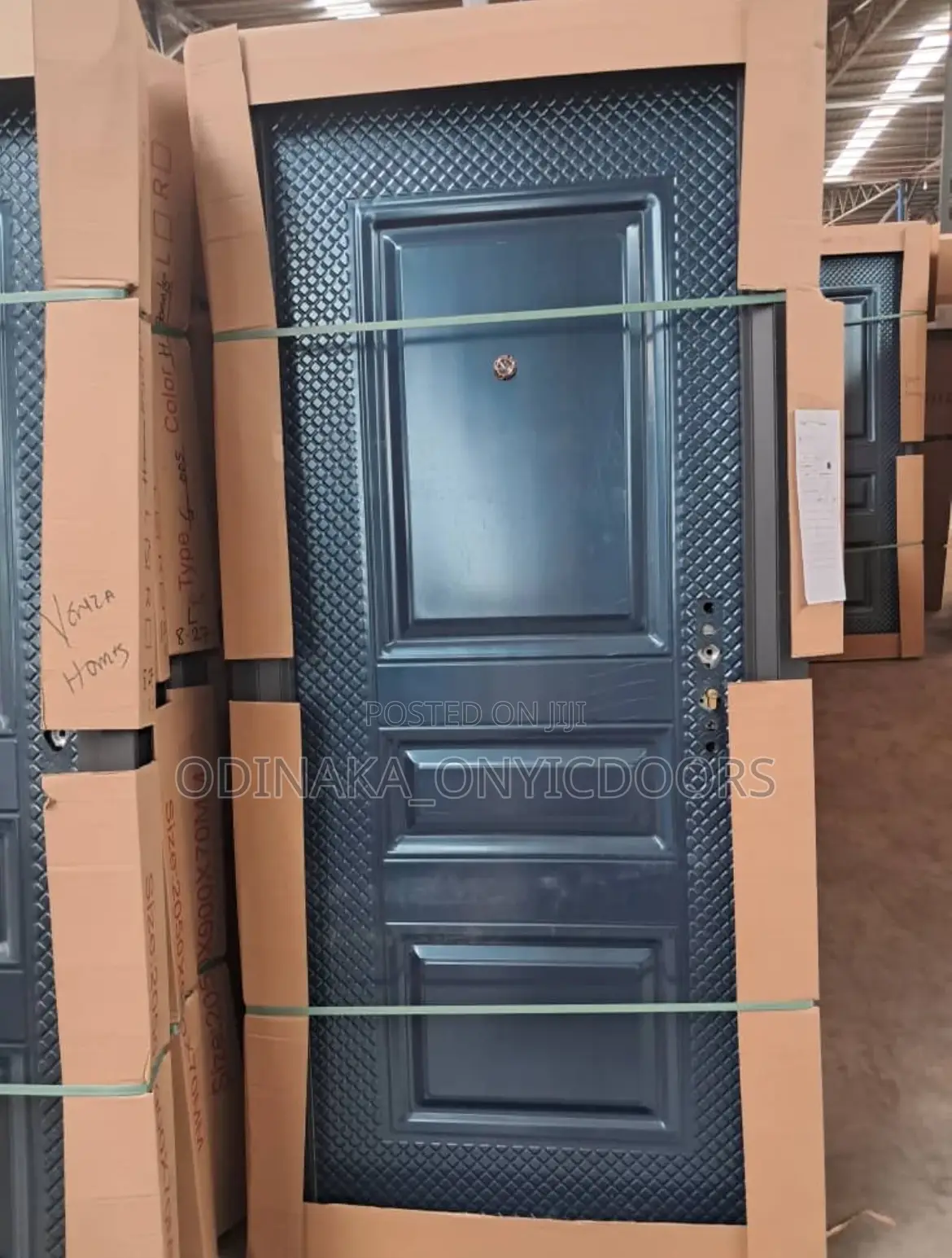 7ft by 3ft Full Steel Security Door (3 Panel Black)