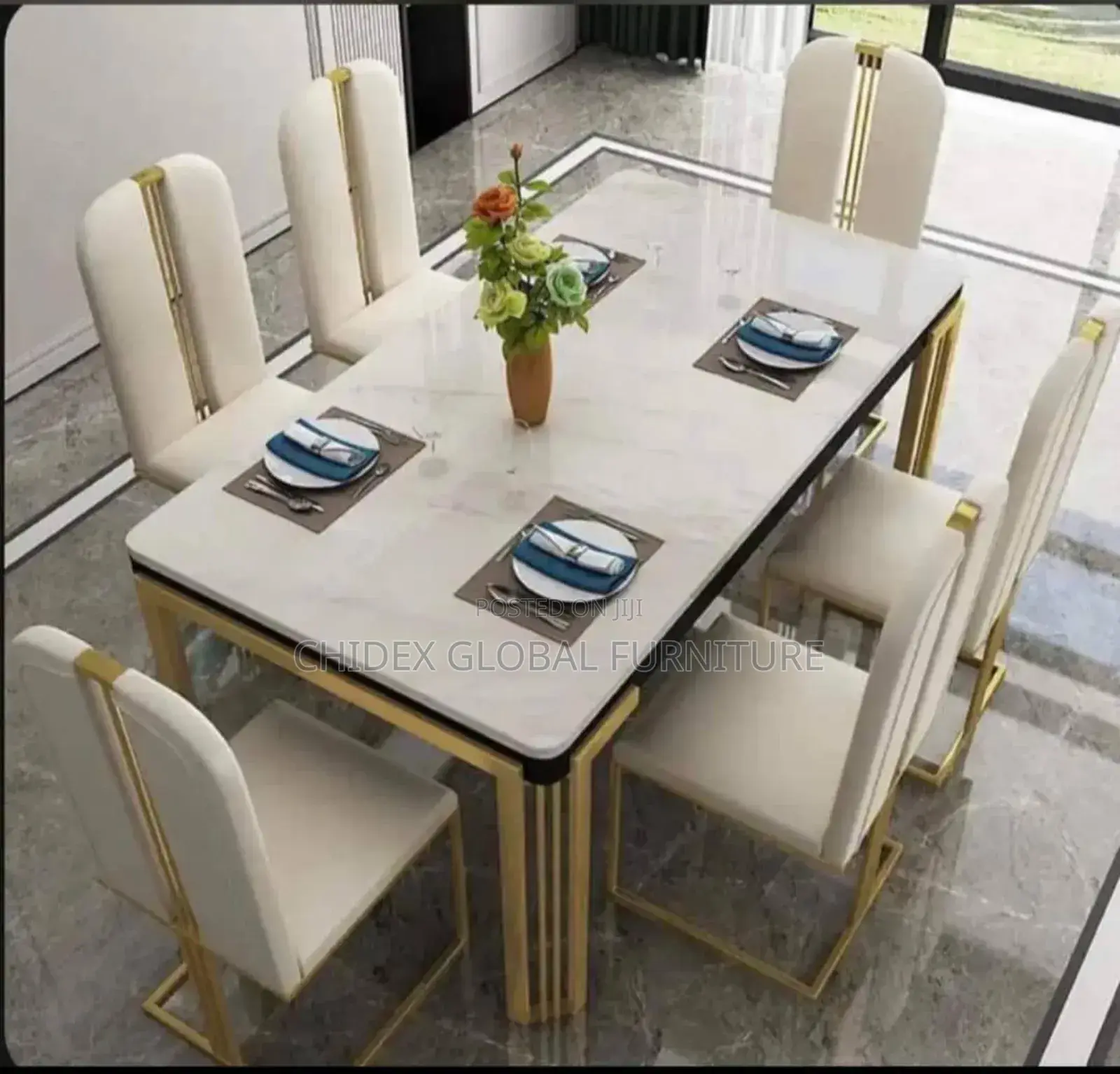 Marble Top Dining Table Set