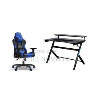 E Sport Gaming Table Double Deck Chair - Blue Black