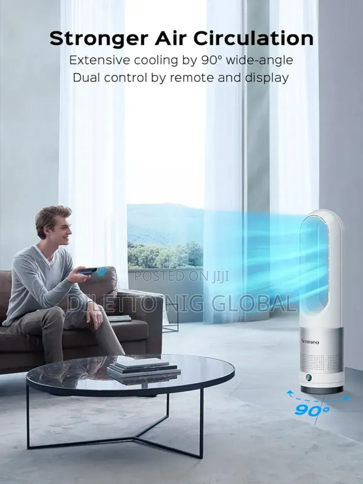 Senmeo Bladeless Fan, Tower Fan With Remote Control