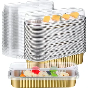 Aluminum Foil Baking Loaf Pans With Lids Gold (100 Pcs)