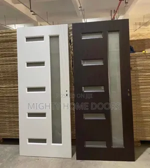 Kitchen Wooden Door With Glass(Brown and White)