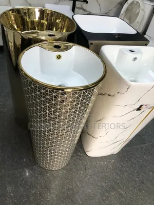New Ideal Gold and White Free Standing Basin