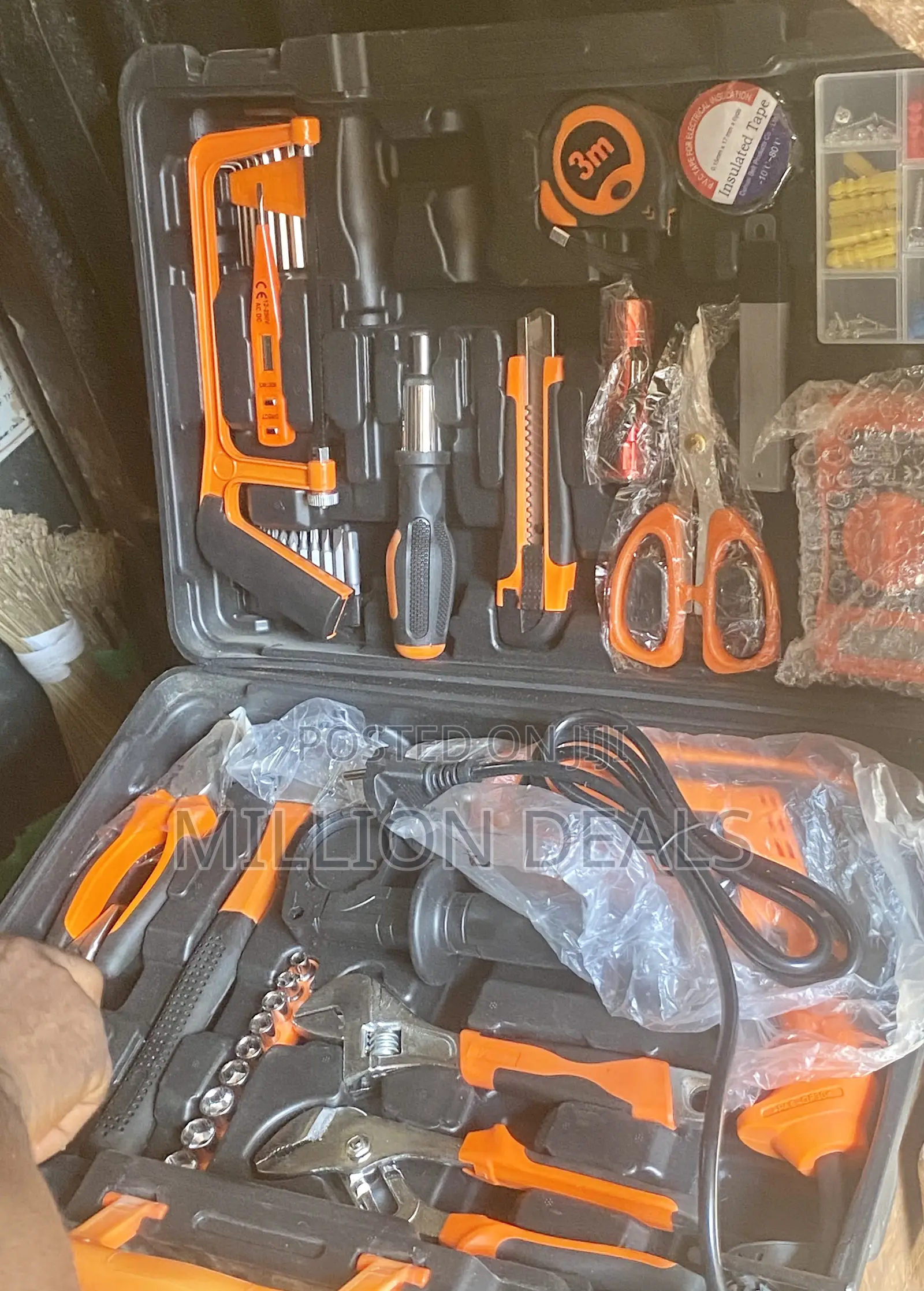 Complete Tools Box Kit Set With Electric Drill 13MM Machine