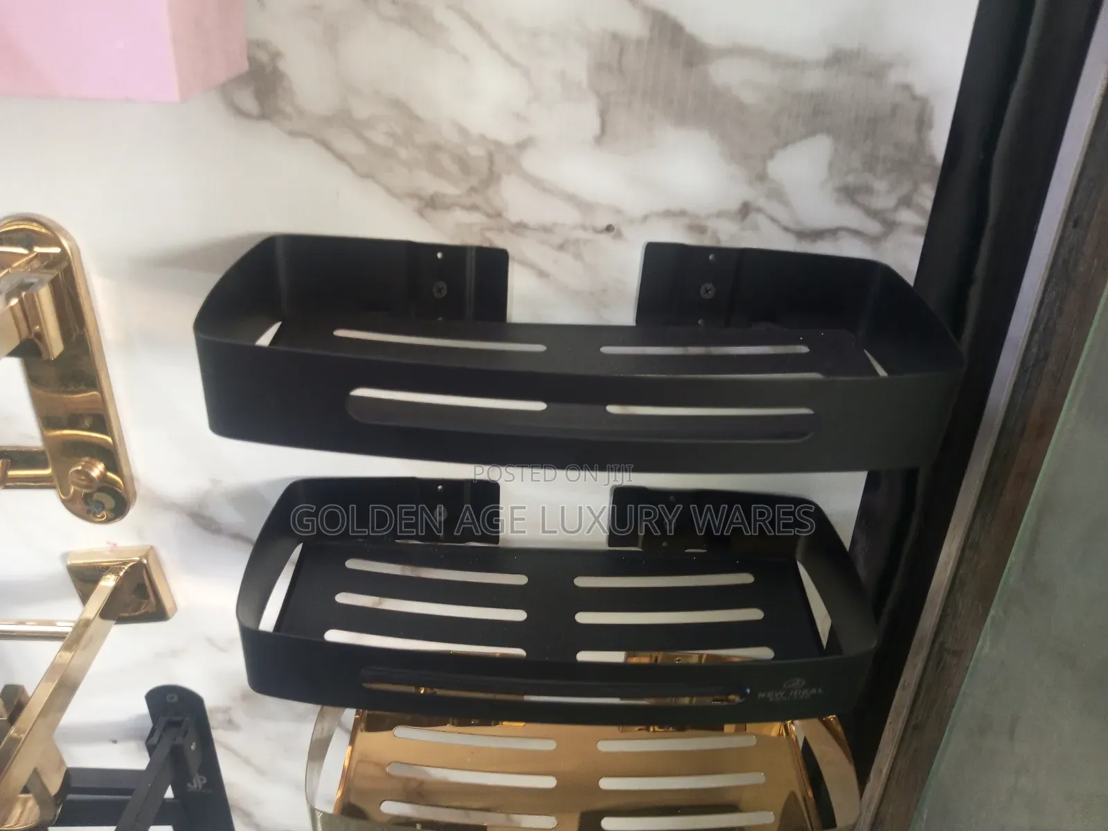 Black Double Straight Shelves