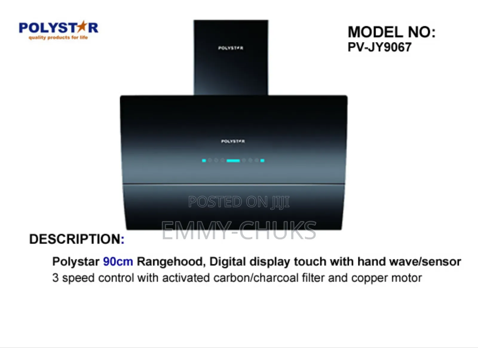 Polystar Extractor 90cm Hand Wave and Digital