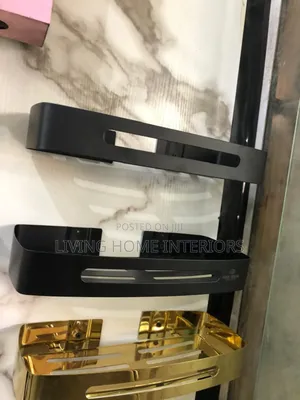 Living Home Matt Black Double Shelf