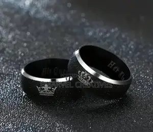 2pcs Set: Stylish Crown Couple Rings - King Queen Design