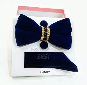 Wedding Classic Bow Ties Set With Pocket Square Cufflinks