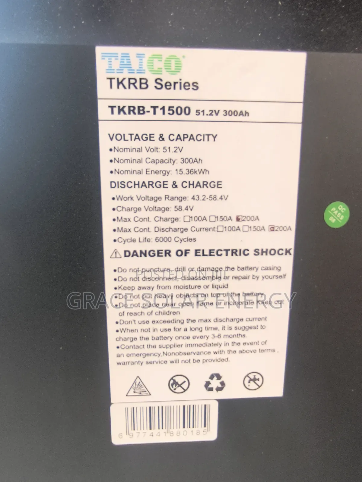 15kwh Taico Lithium Battery
