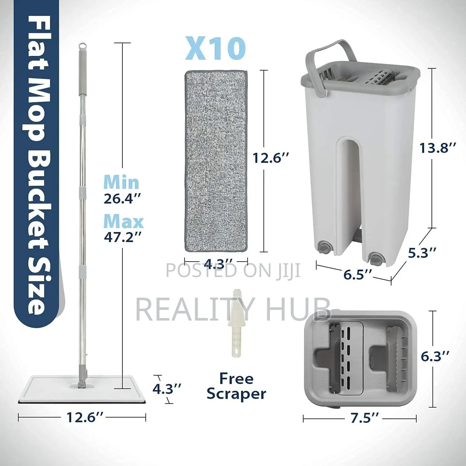 Scratch Cleaning Mop With Bucket and 2 Refills Smart
