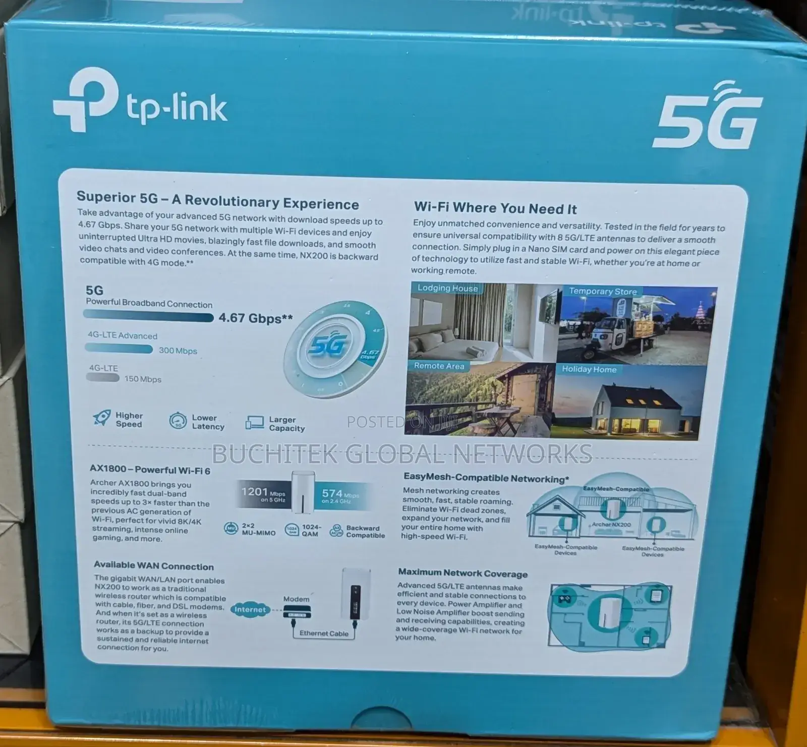 Tp-Link Archer NX200 5G Wi-Fi 6 AX1800 Wireless Sim Router