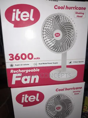 Itel 3600mah Rotatable Rechargeable Table/Wall Fan-Type C