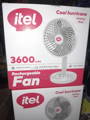 Itel 3600mah Rotatable Rechargeable Table/Wall Fan-Type C