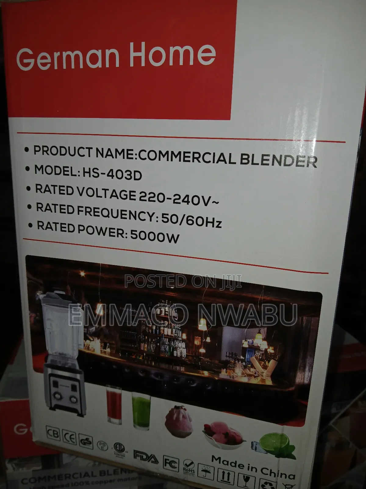 GERMAN HOME Commercial 5litres Blender 5000watts.