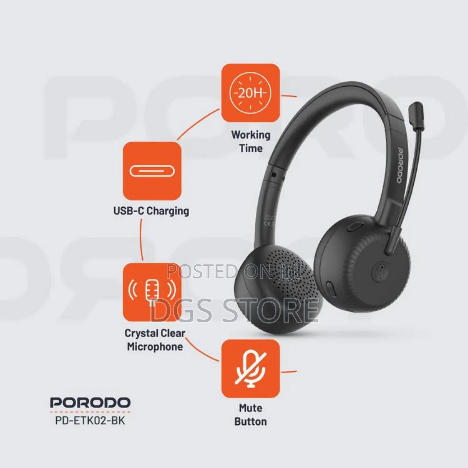 Porodo Office Wireless Headphone
