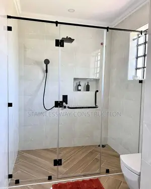 Glassshowercubiclepureandcleanspace