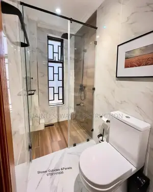 Glassshowercubiclepureandcleanspace