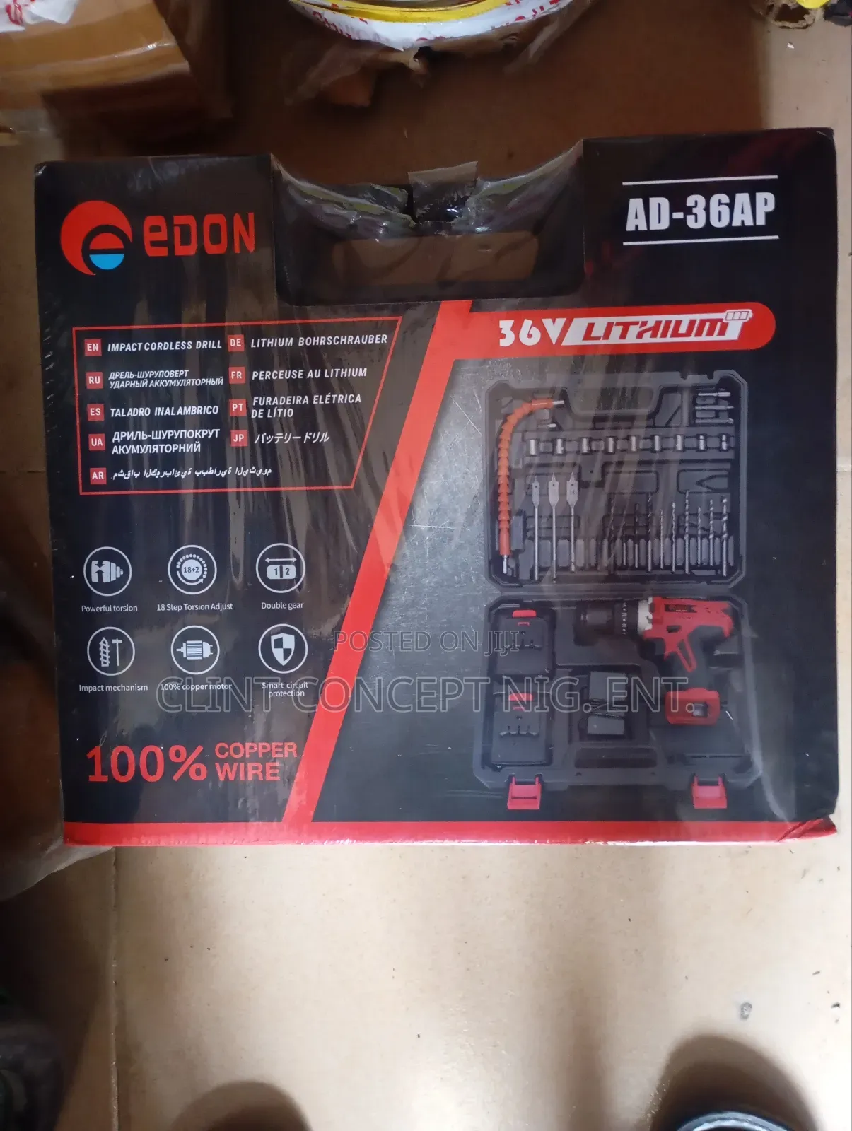 Edon 36v Impact Cordless Drill and Bit