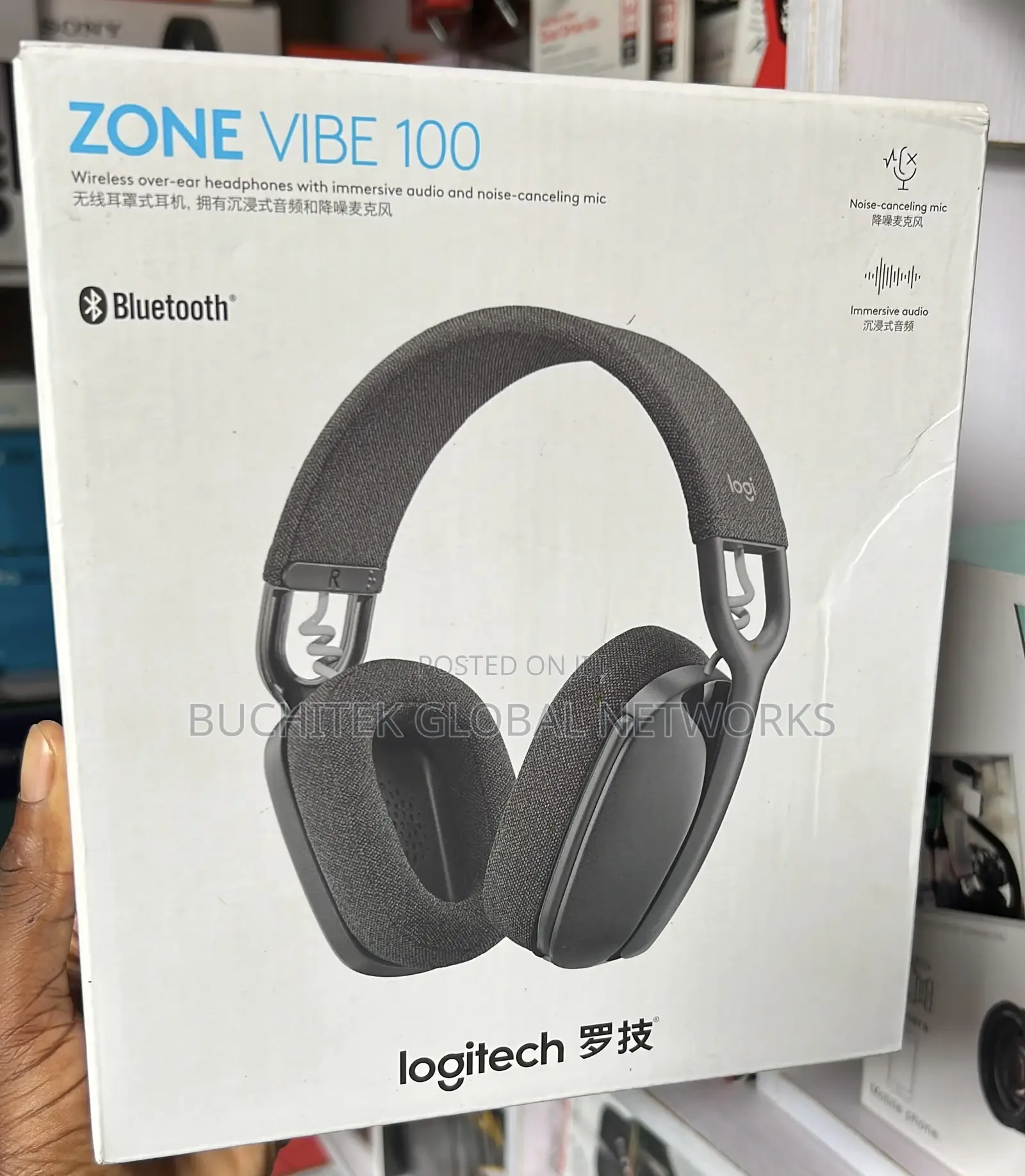 Logitech Zone Vibe 100 Wireless Headset With ANC.