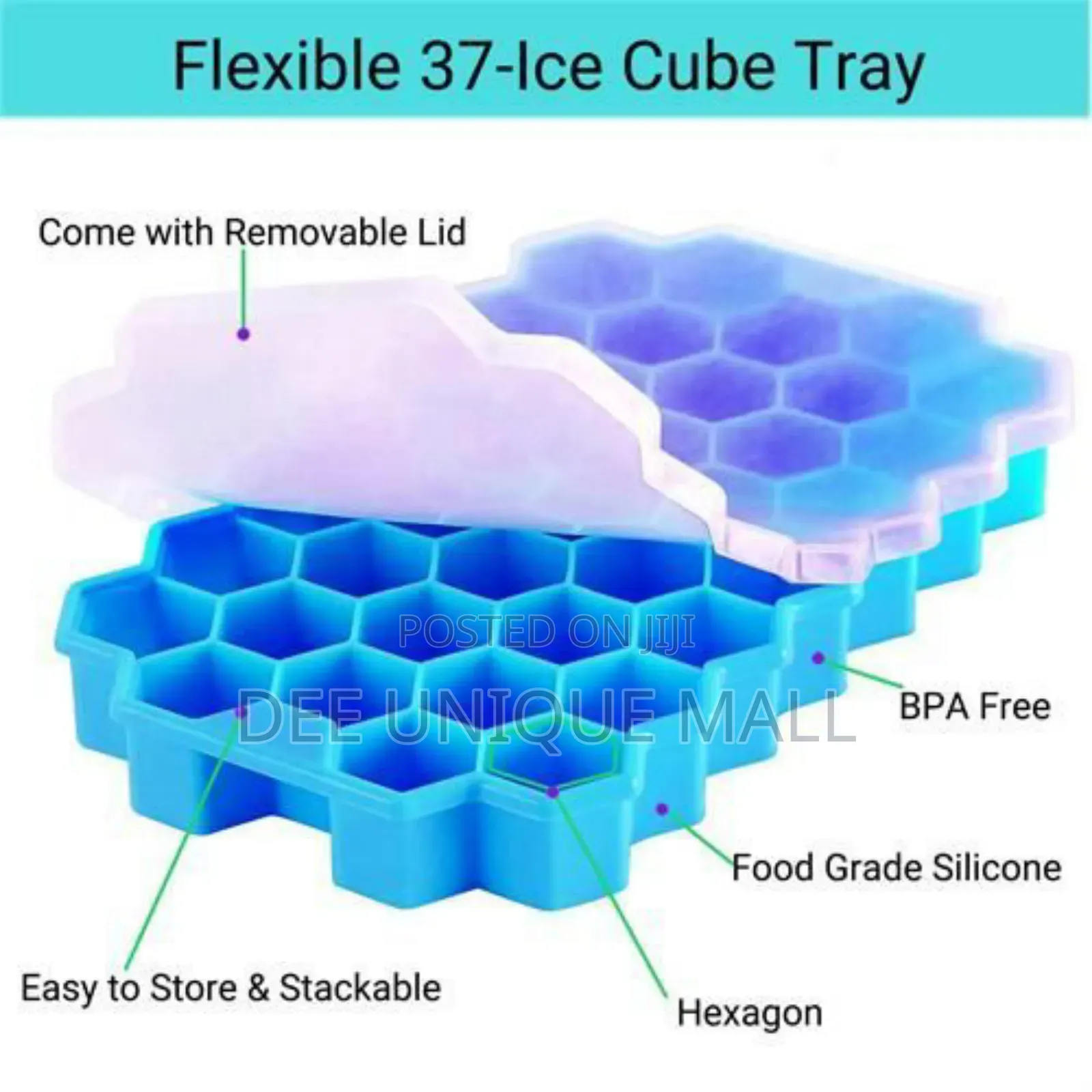 Silicon Flexible Ice Cube Maker With Lid Cover - 1pcs