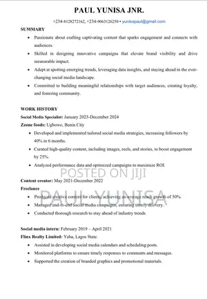 Sales Telemarketing CV