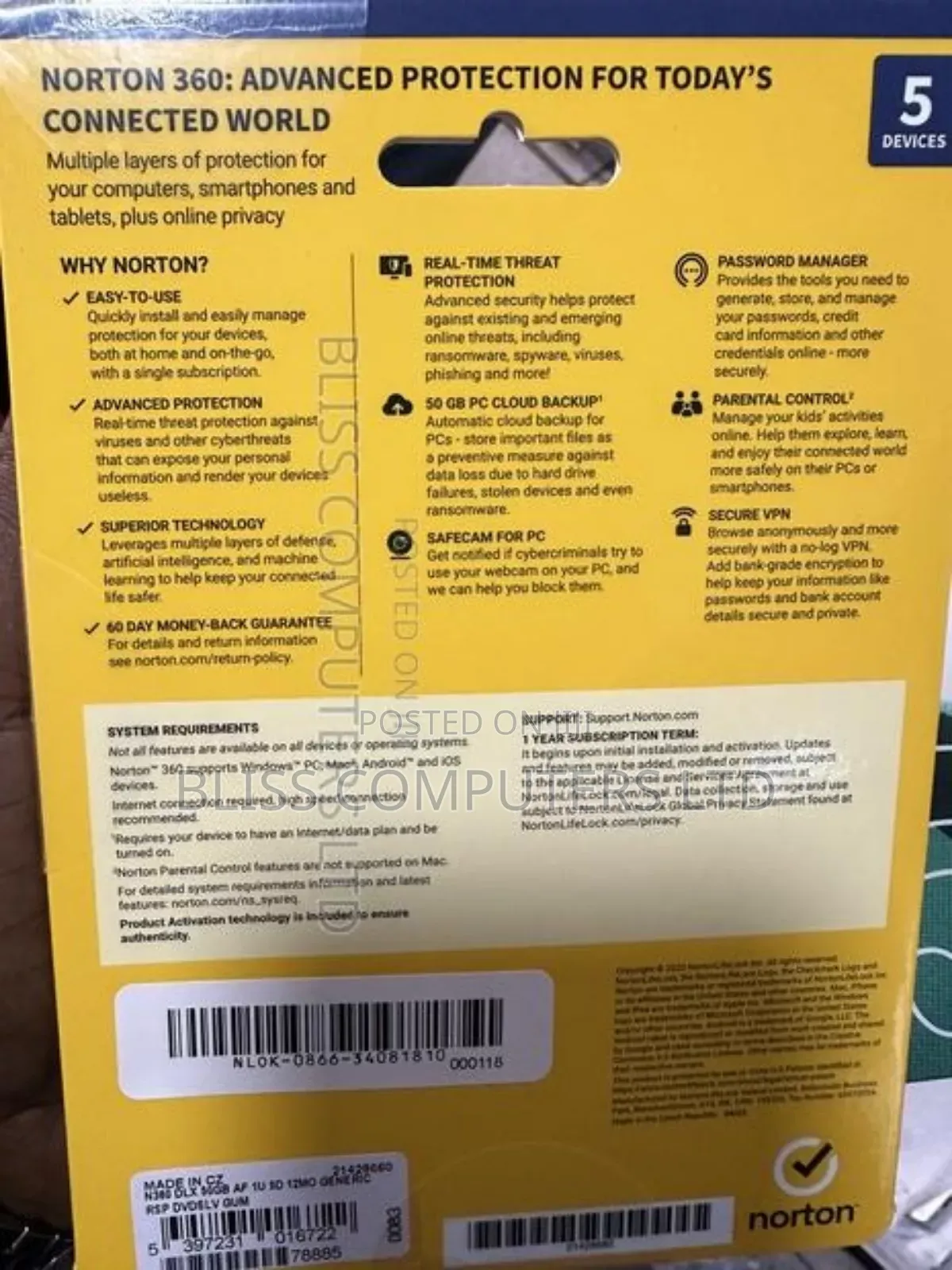5 Users Norton 360 Deluxe Antivirus