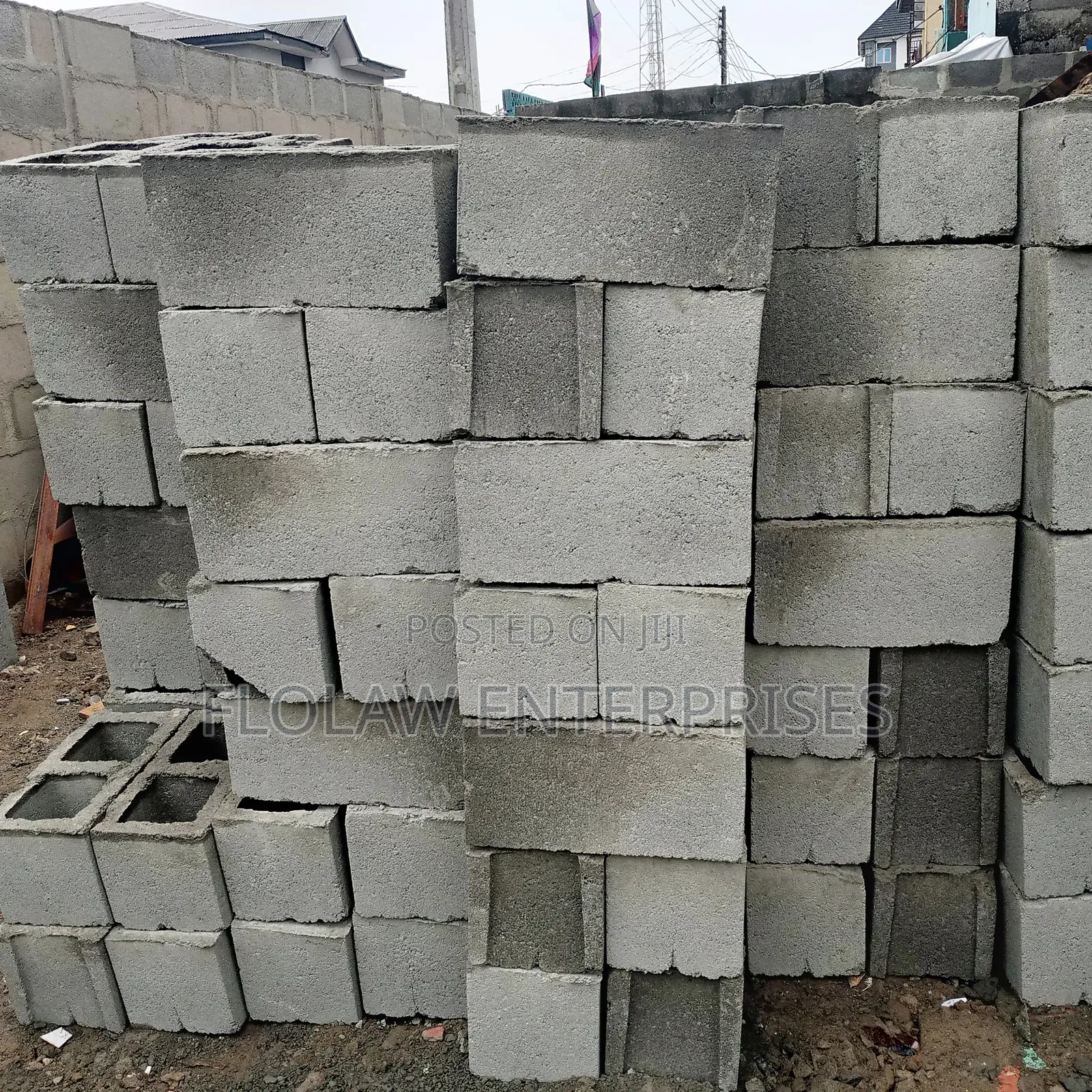 Concrete Blocks Mixed With Stone Base