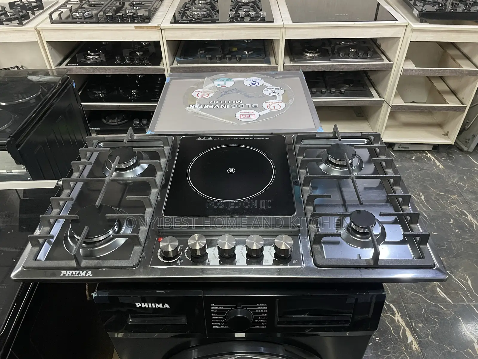 PHIIMA Four Bunners Gas Hobb and One Electric Cooker