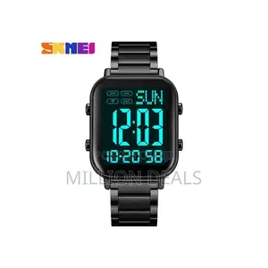 Photo - Led Light Black Square Men's Stainless Steel Wrist Watch