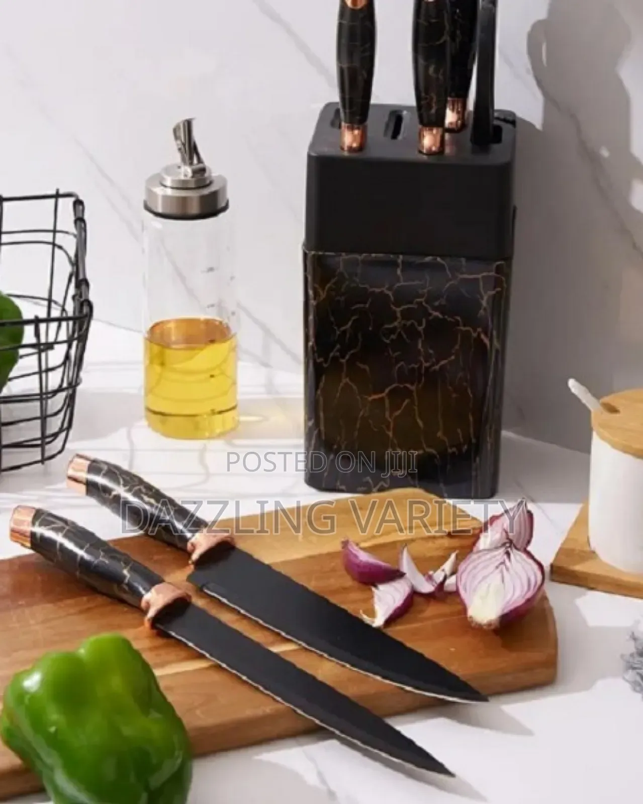 7 PCS Kitchen Knife Set With Acrylic Stand Knife Sharpener