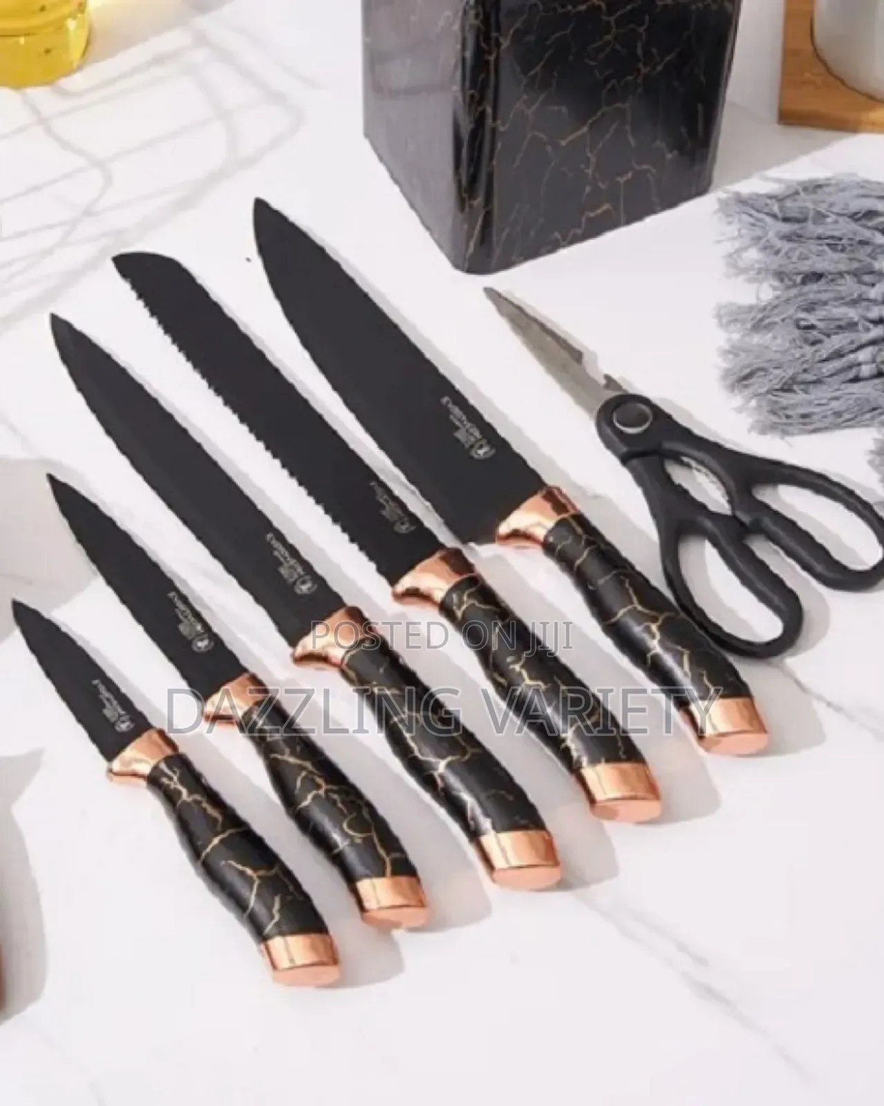 7 PCS Kitchen Knife Set With Acrylic Stand Knife Sharpener