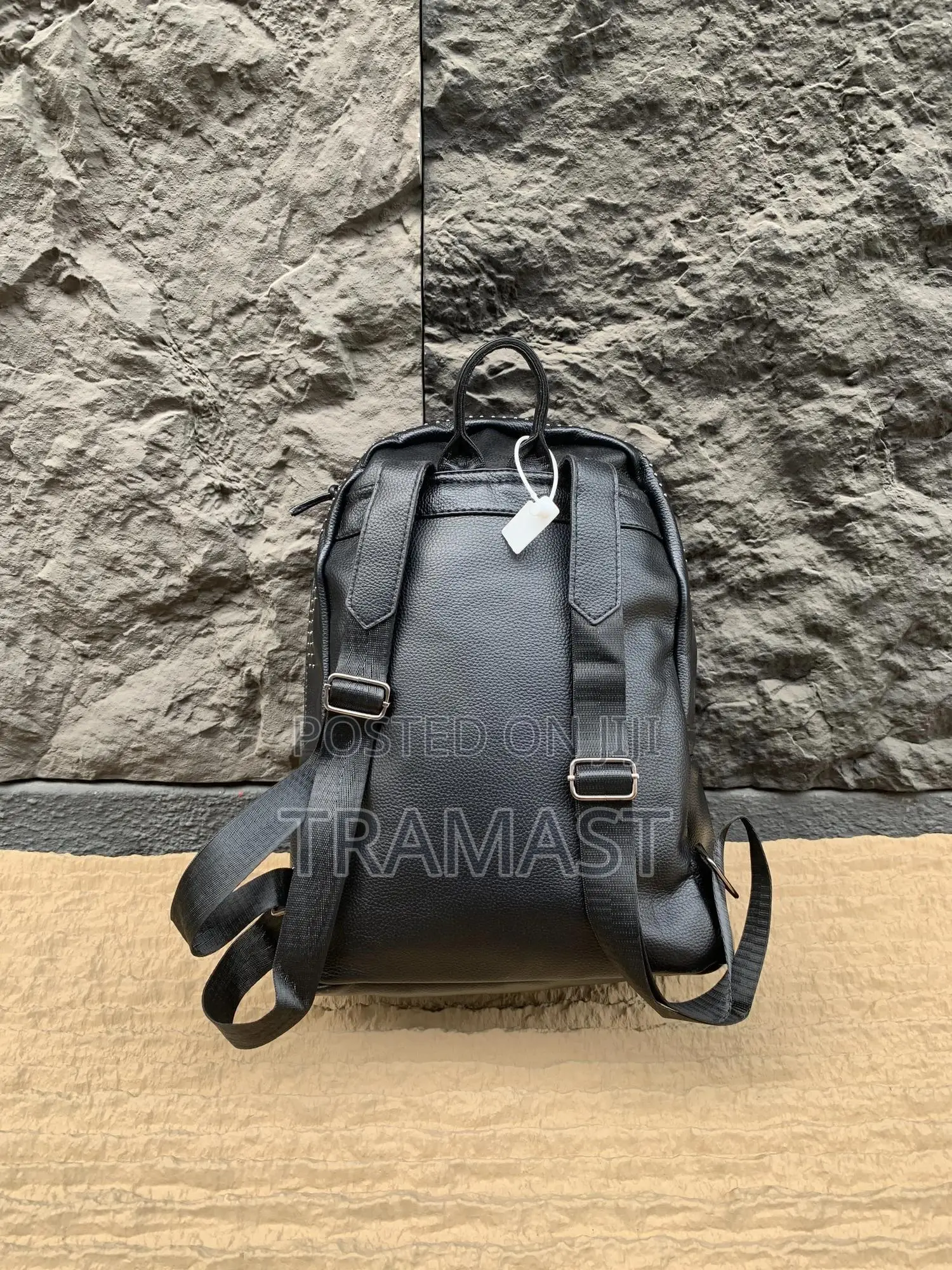 Faux Leather Black Back Pack
