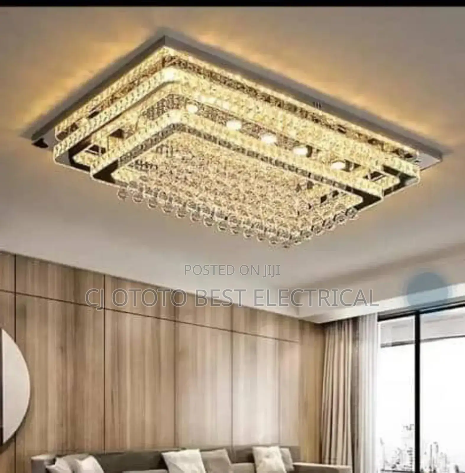Crystal Flush Chandelier Parlor Light Available Now, Luxury