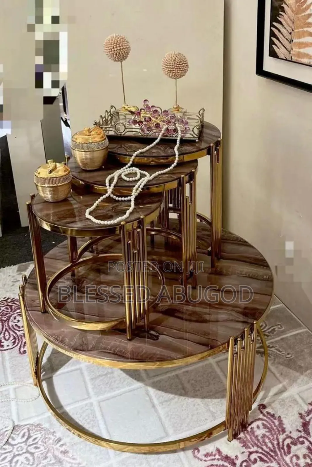Center Table With Three Side Stools