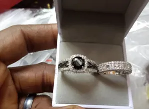 Photo - Black/Silver 925 Sterling Ladies Wedding Engagement Ring