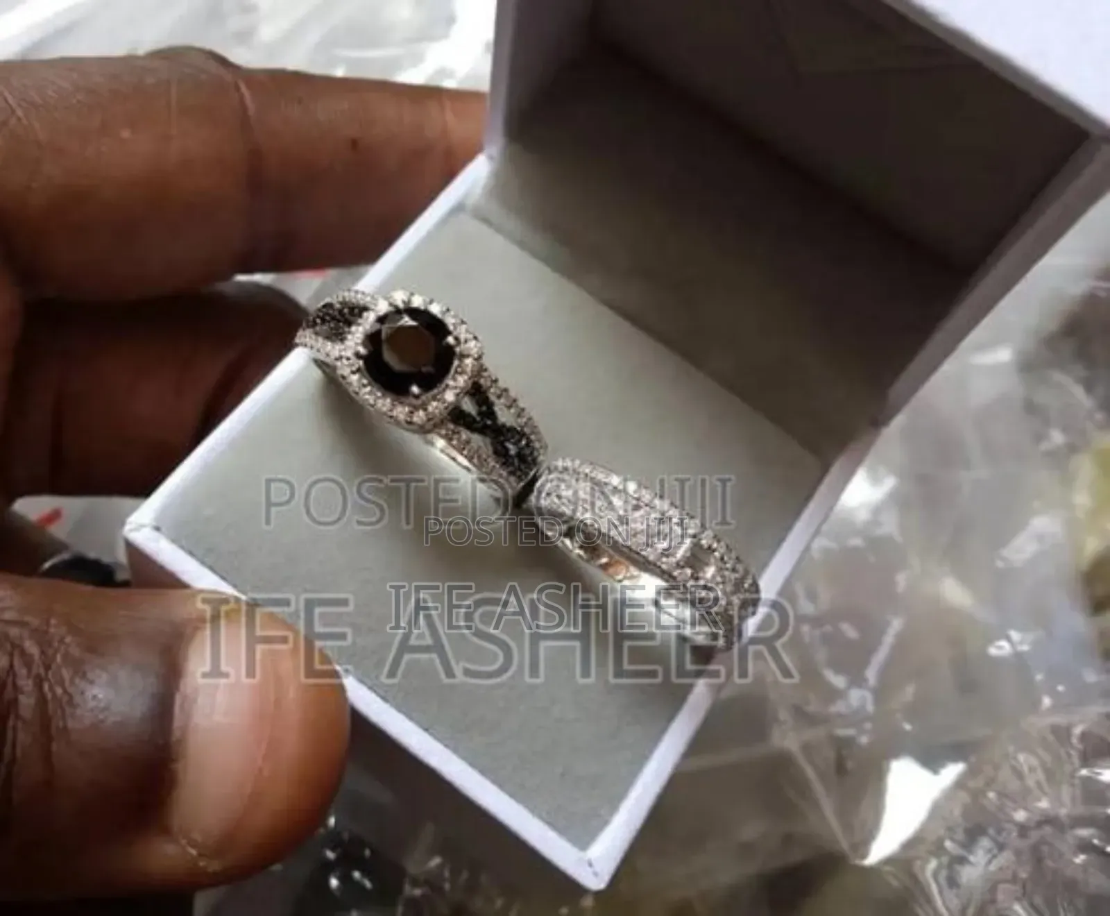 Black/Silver 925 Sterling Ladies Wedding Engagement Ring