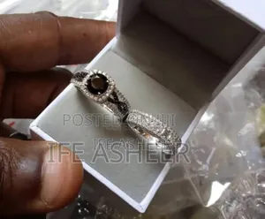 Black/Silver 925 Sterling Ladies Wedding Engagement Ring