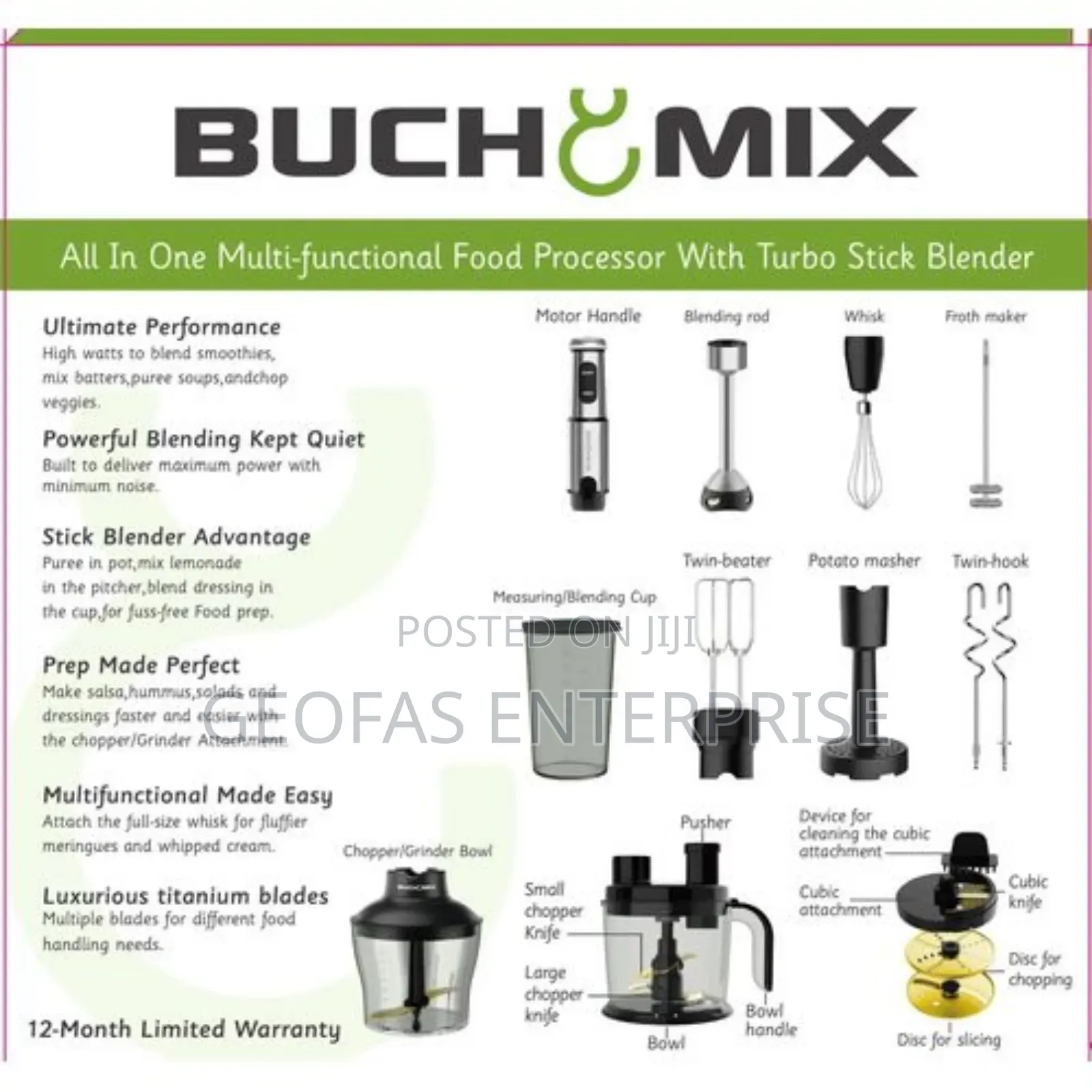 Buchymix 12 in 1 Multifunction Food Processor