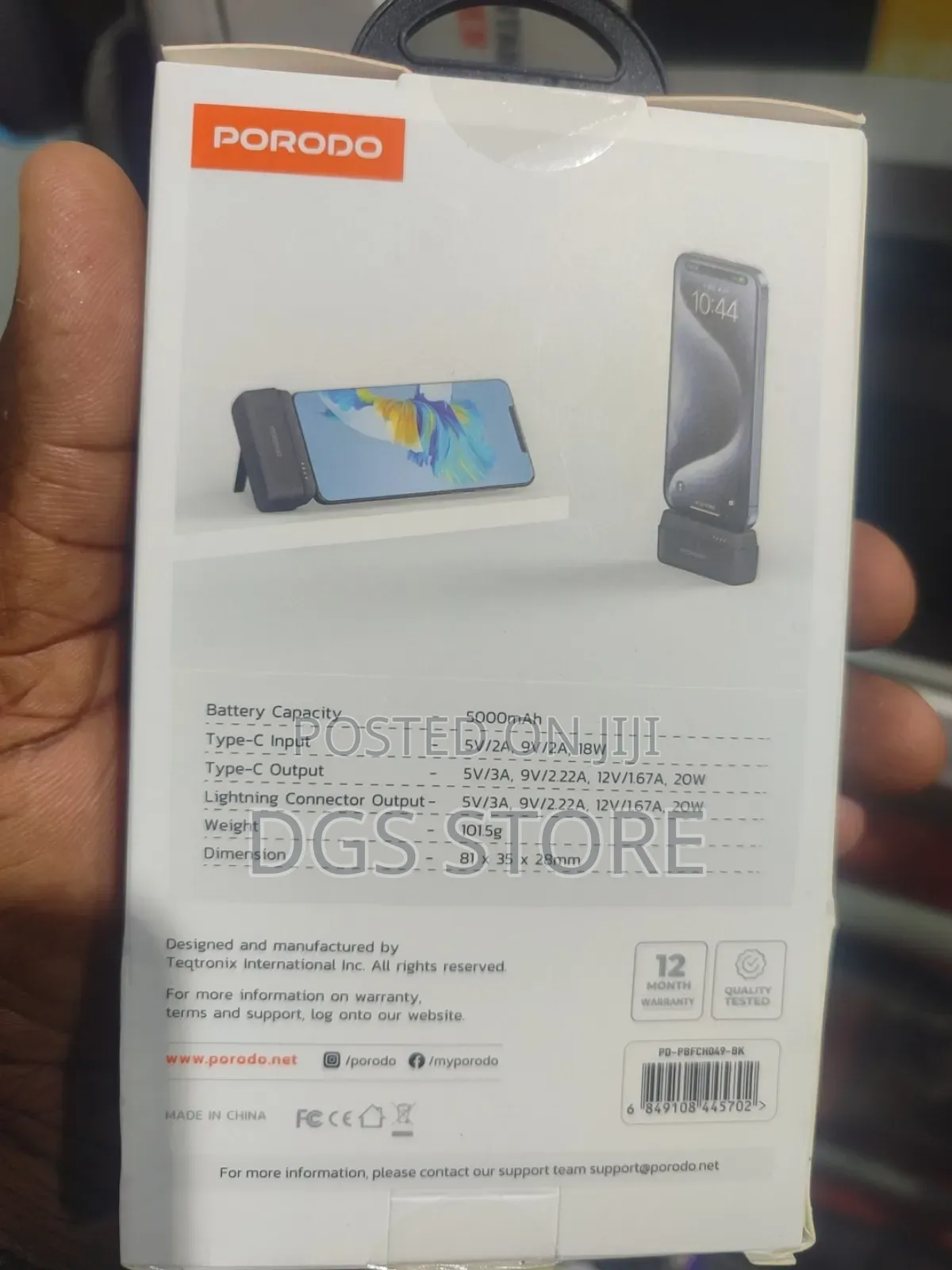 Porodo PB049 5000mah Power Bank Lightning Connector